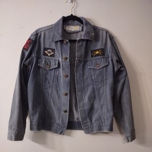 Golden Horn Jean Jacket with Patches, Size Medium